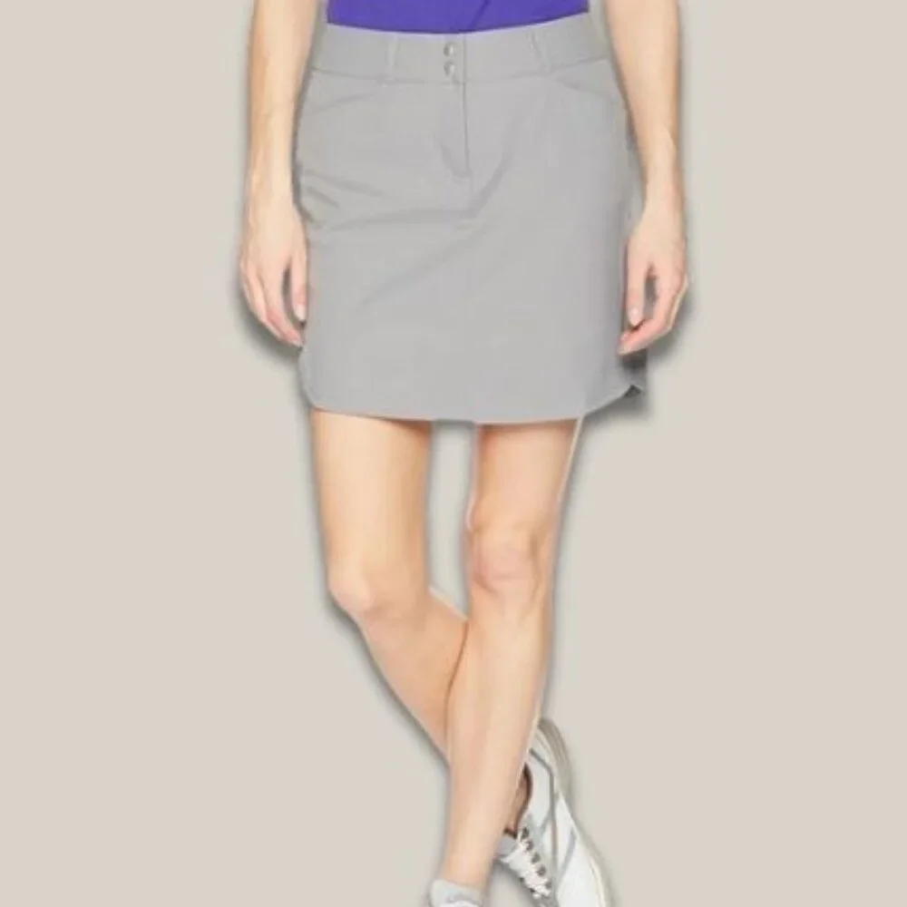 Adidas Golf Essentials Skort Classic 3 Stripes Stretch Performance Gray W SZ 8
